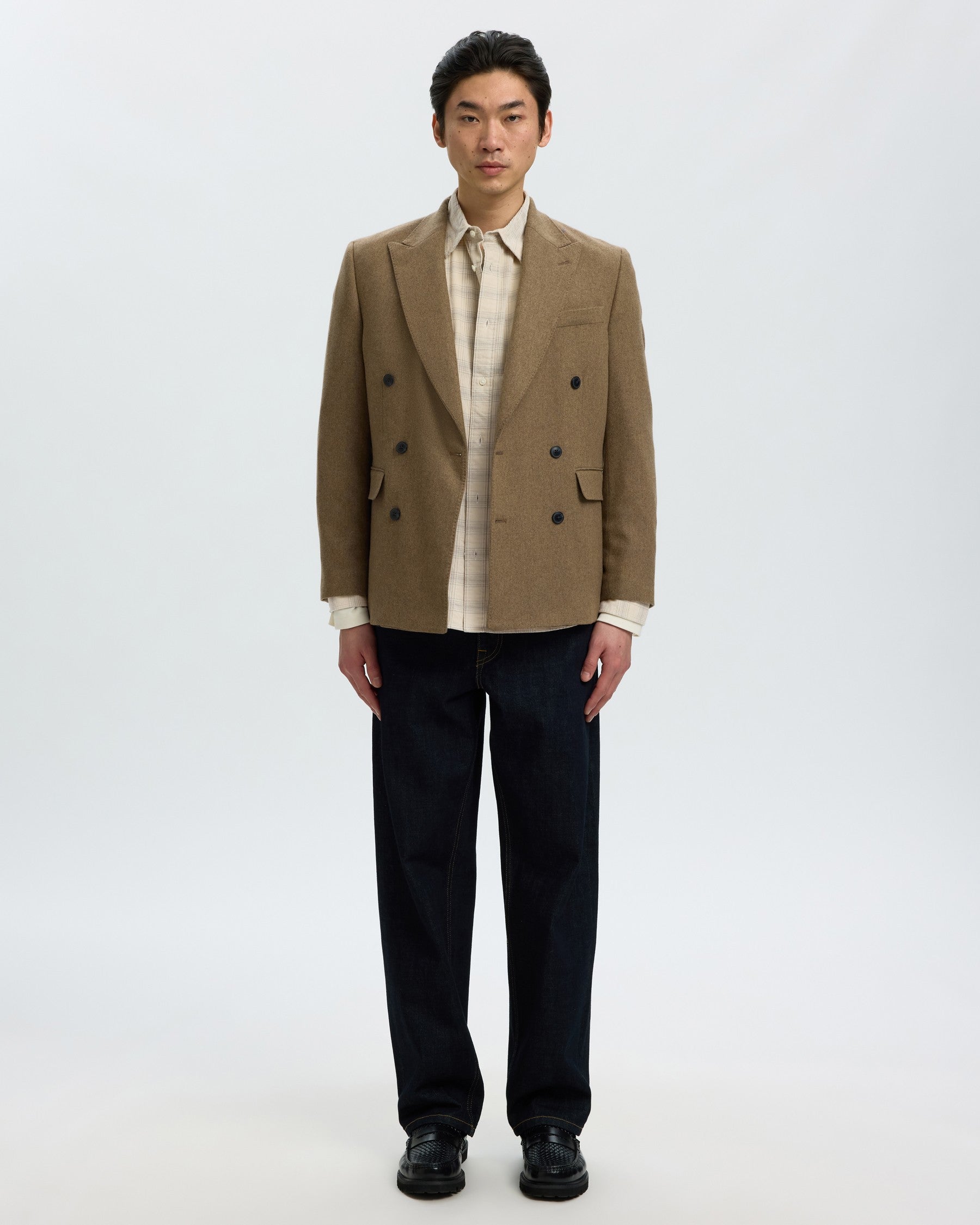 Regclaus Cord Check Long Sleeve Shirt - Oatmeal Brushed Nickel