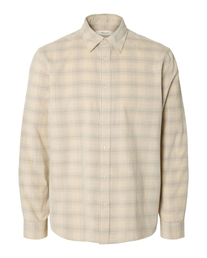 Regclaus Cord Check Long Sleeve Shirt - Oatmeal Brushed Nickel