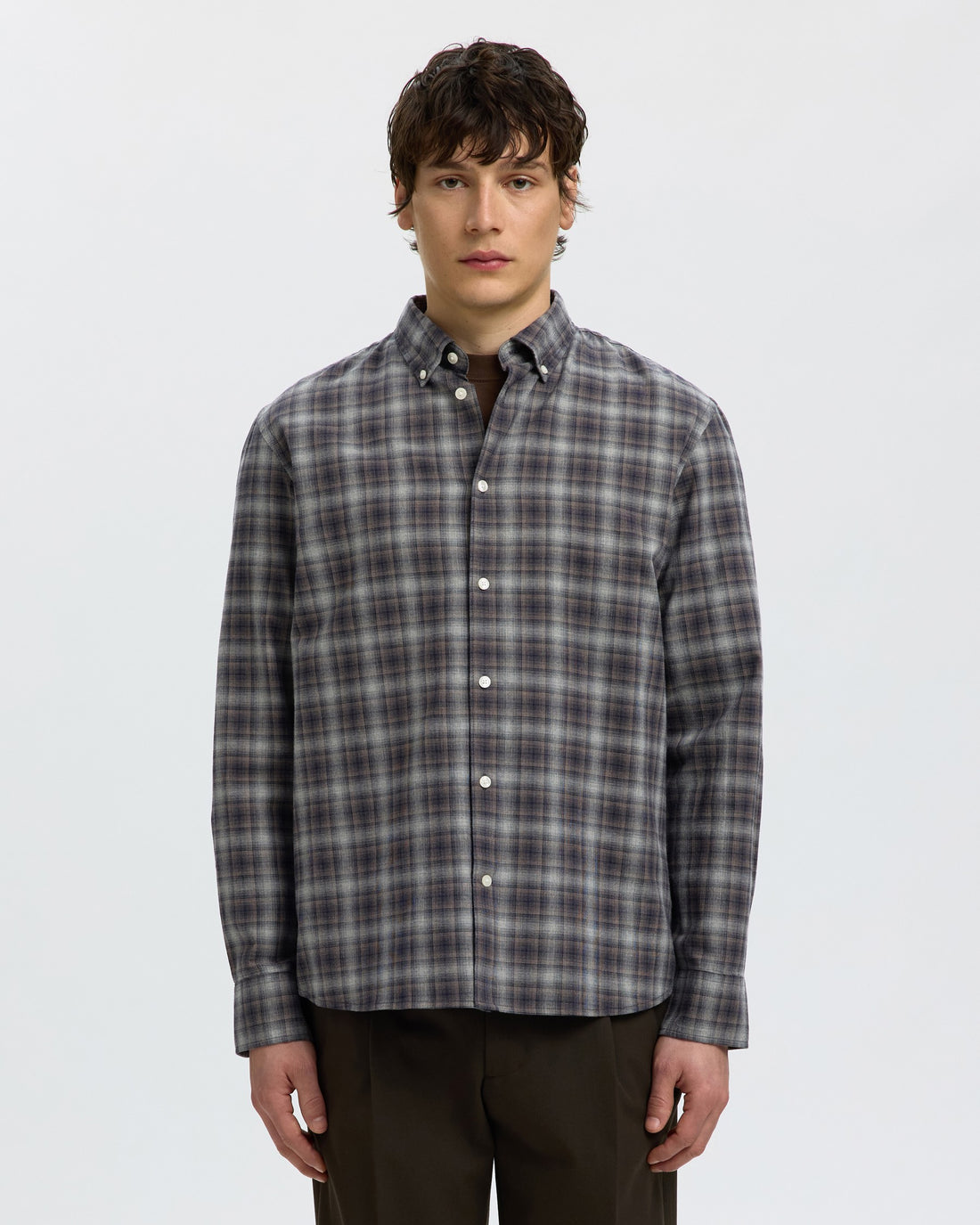 Regcole Jay Melange Long Sleeve Shirt - Sky Captain Brown