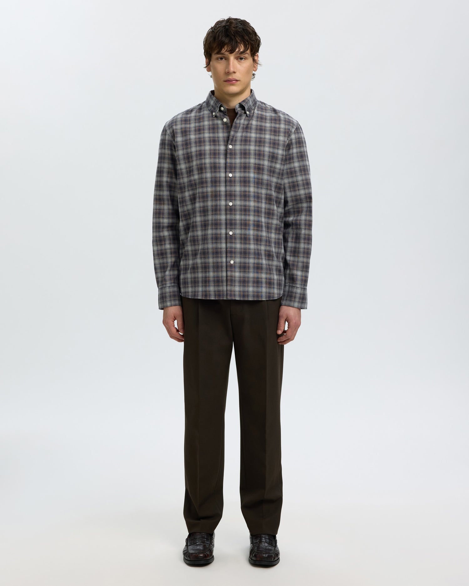 Regcole Jay Melange Long Sleeve Shirt - Sky Captain Brown