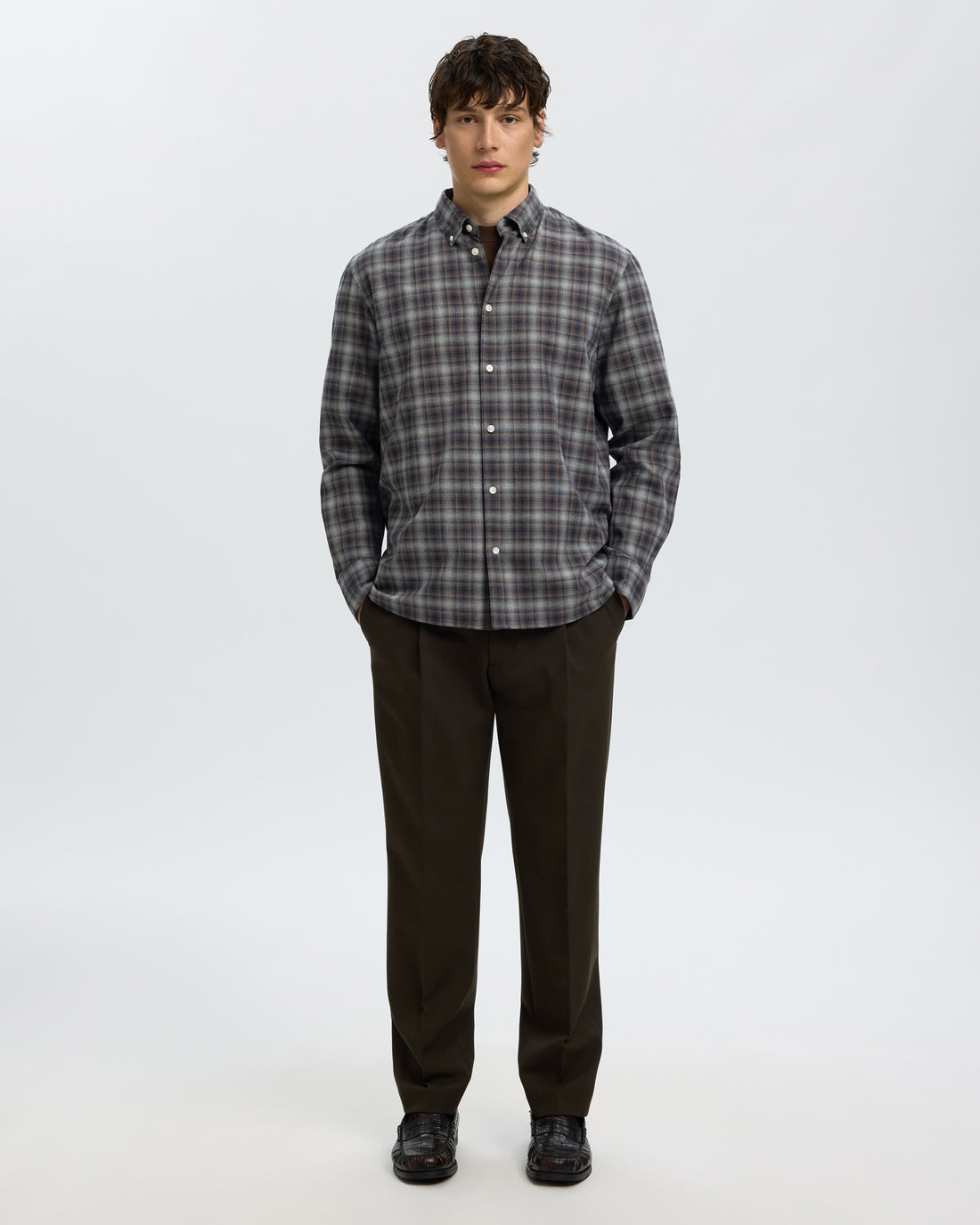 Regcole Jay Melange Long Sleeve Shirt - Sky Captain Brown