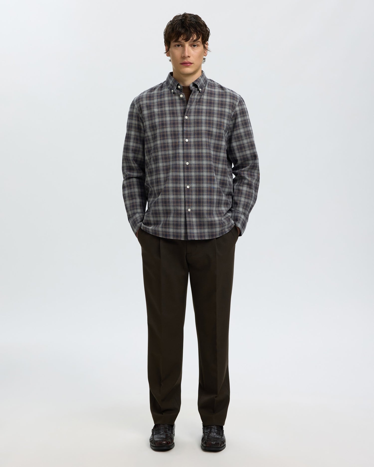 Regcole Jay Melange Long Sleeve Shirt - Sky Captain Brown