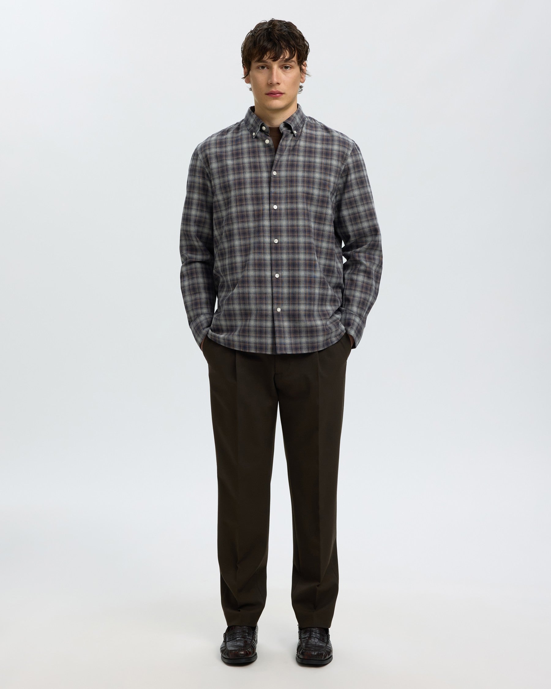 Regcole Jay Melange Long Sleeve Shirt - Sky Captain Brown