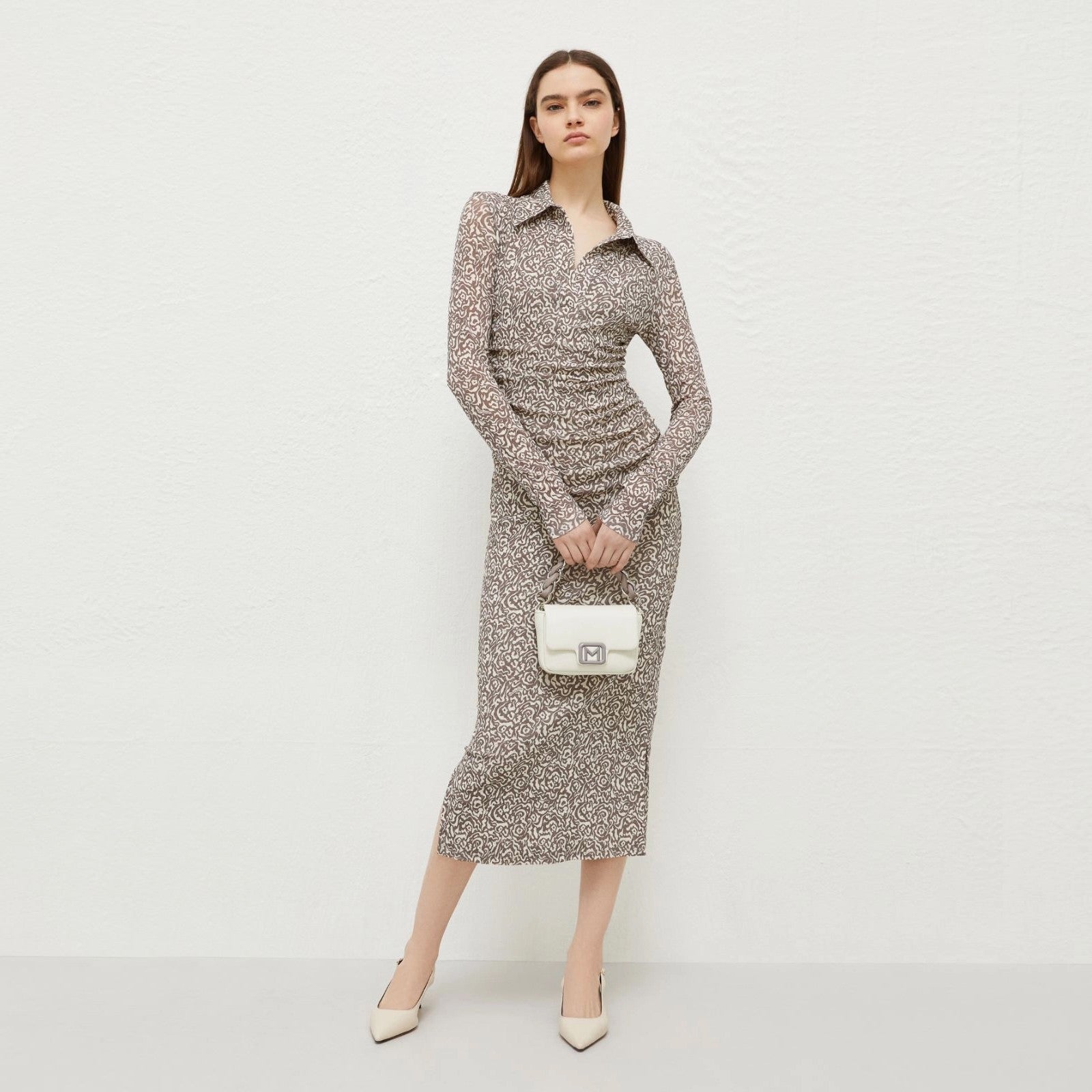 Regent Printed Long Sleeve Dress - Grey