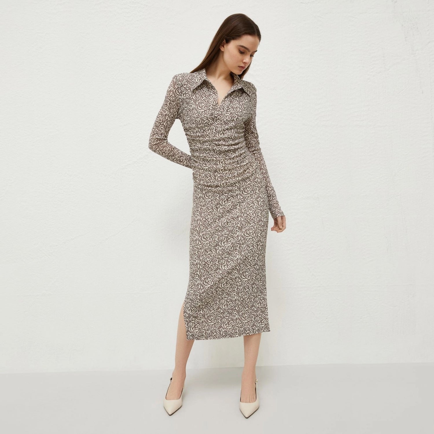 Regent Printed Long Sleeve Dress - Grey
