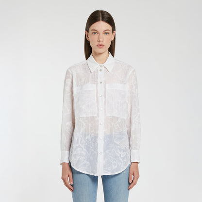 Ricola Cotton/Silk  Embroidered Shirt - White