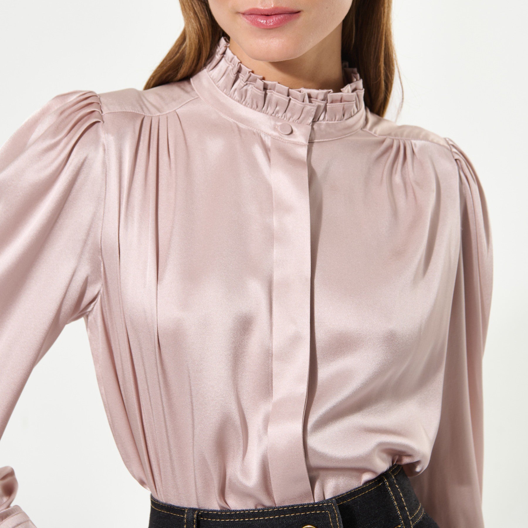 Roberta Shirt With Ruffle - Rosewater