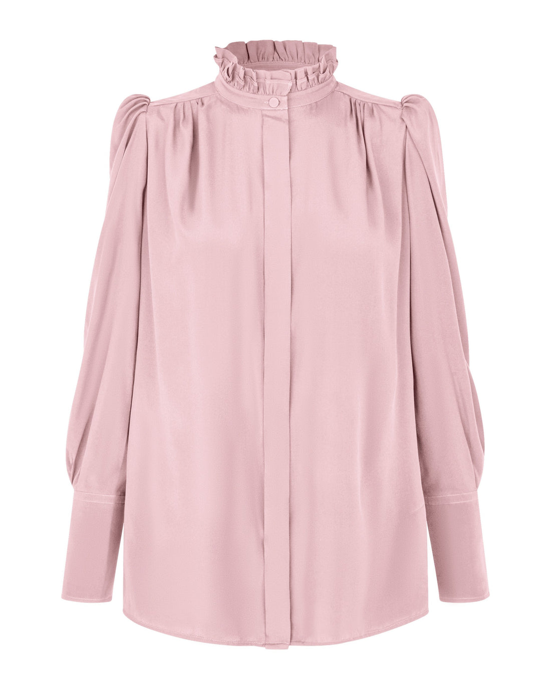 Roberta Shirt Blouse With Ruffle Details - Powder Rose