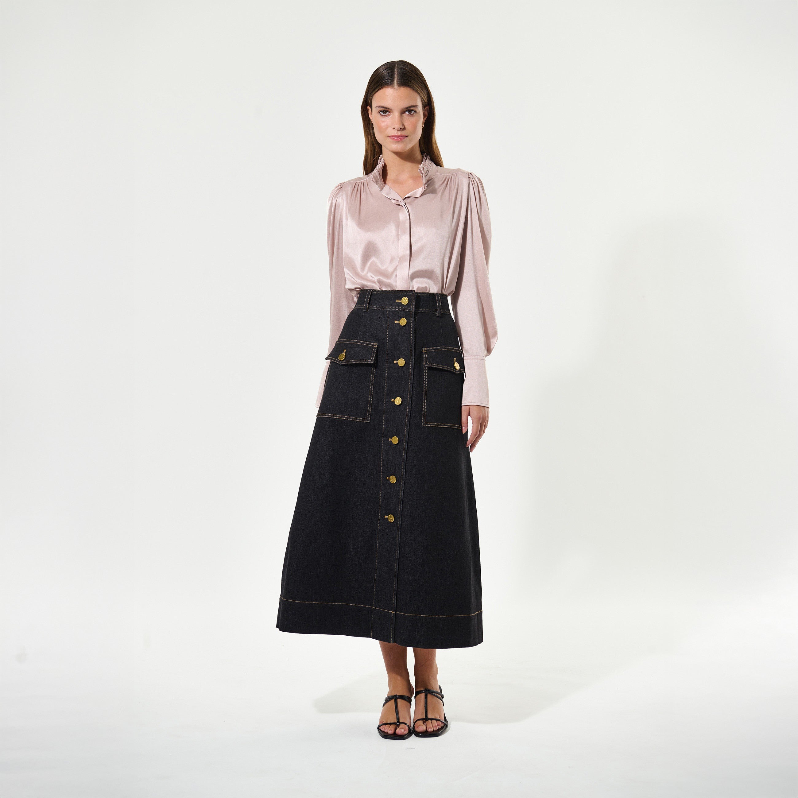 Roberta Shirt With Ruffle - Rosewater