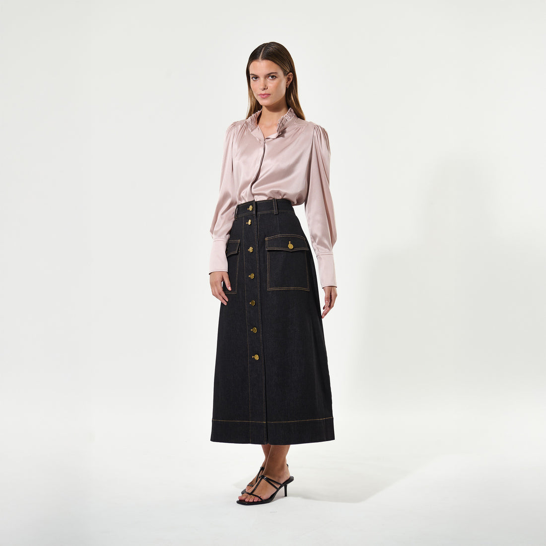 Roberta Shirt With Ruffle - Rosewater