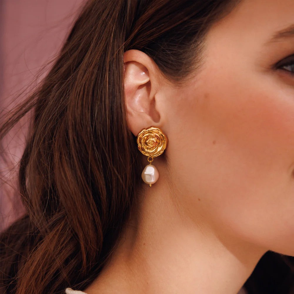 Rosita Pearl Earrings Gold - Pearl