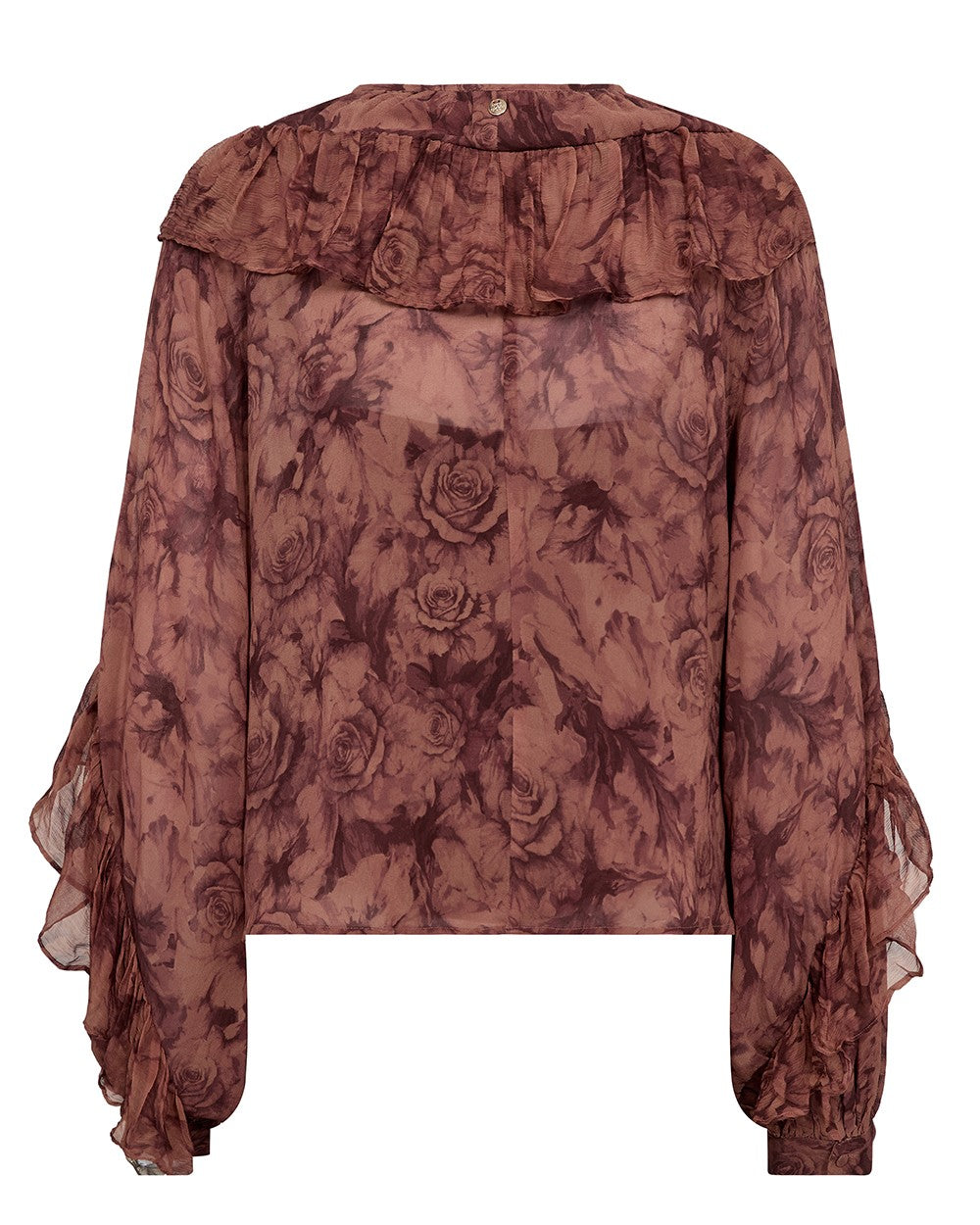 Roya Ruffle Rose Blouse - Dark Flower Print