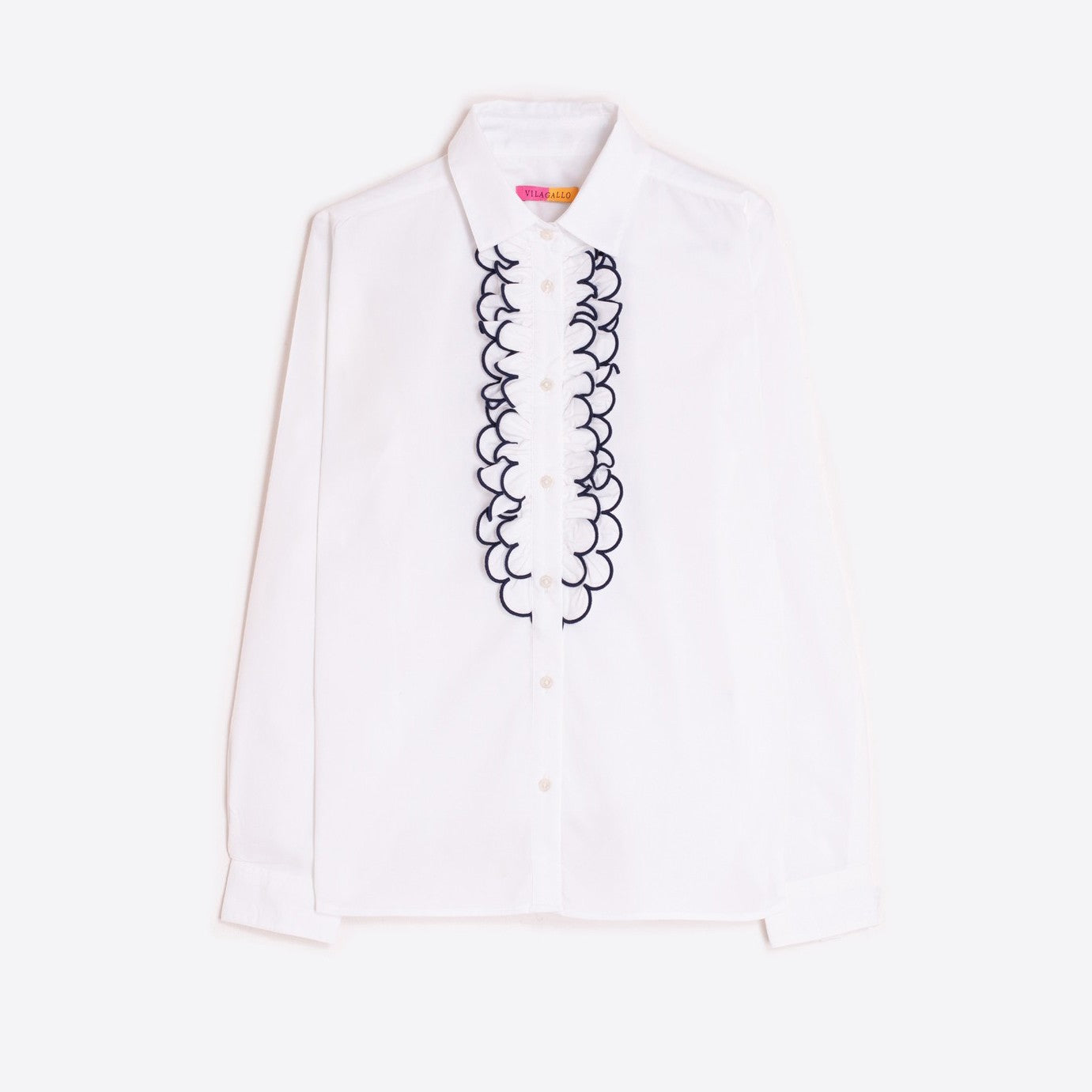 Ruffle Front Shirt - White