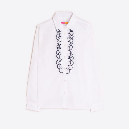 Ruffle Front Shirt - White