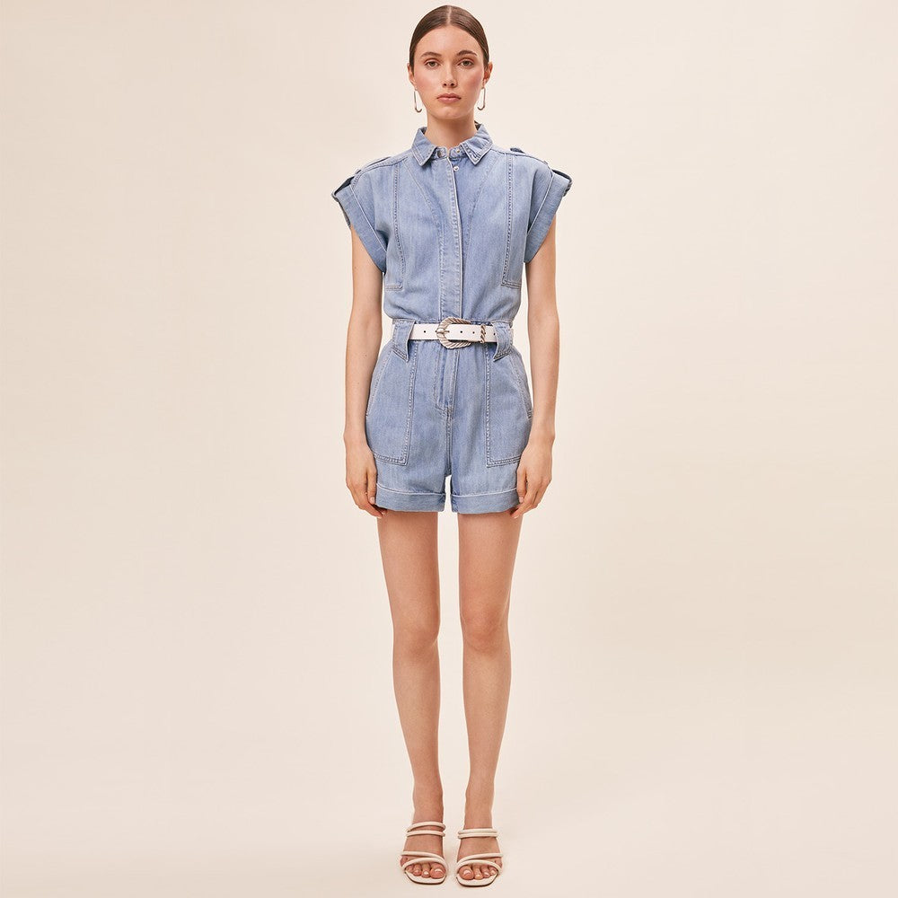 Iris Belted Playsuit - Bleu Jeans