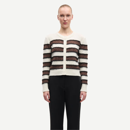 Cian Cardigan - Black Coffee Stripe