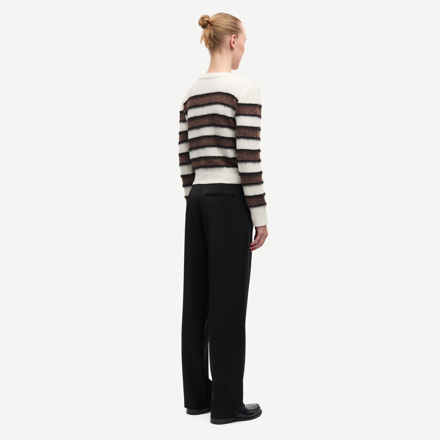 Cian Cardigan - Black Coffee Stripe