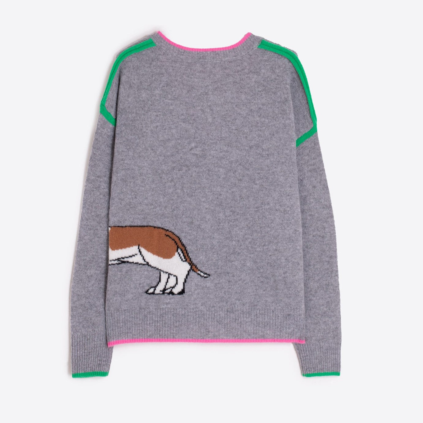 Sausage Dog V Neck Jumper - Grey