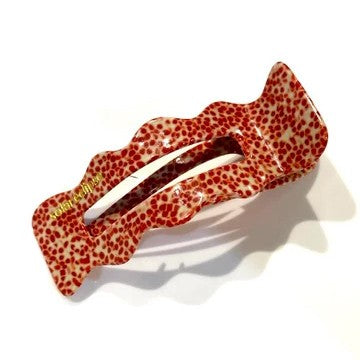 Scalloped Lay Down Acetate Claw Hair Clip- - Red Speckle