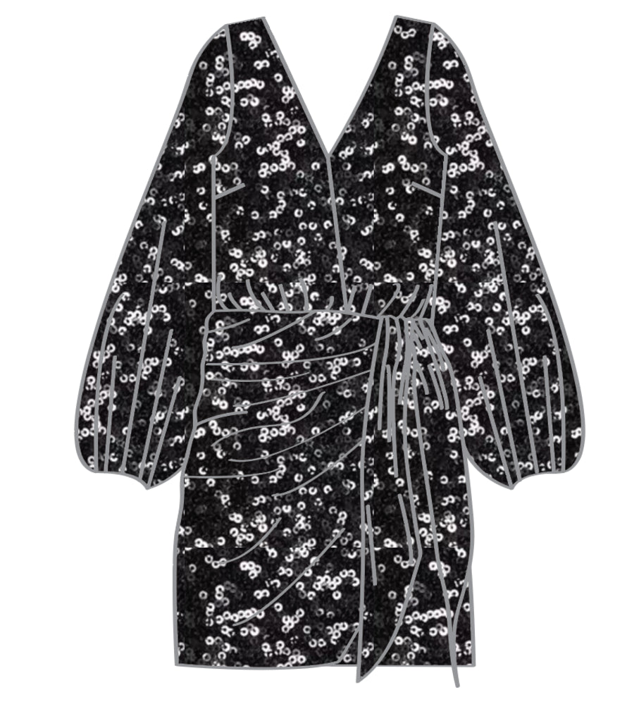 Black Sequin Mini Vienna - Black
