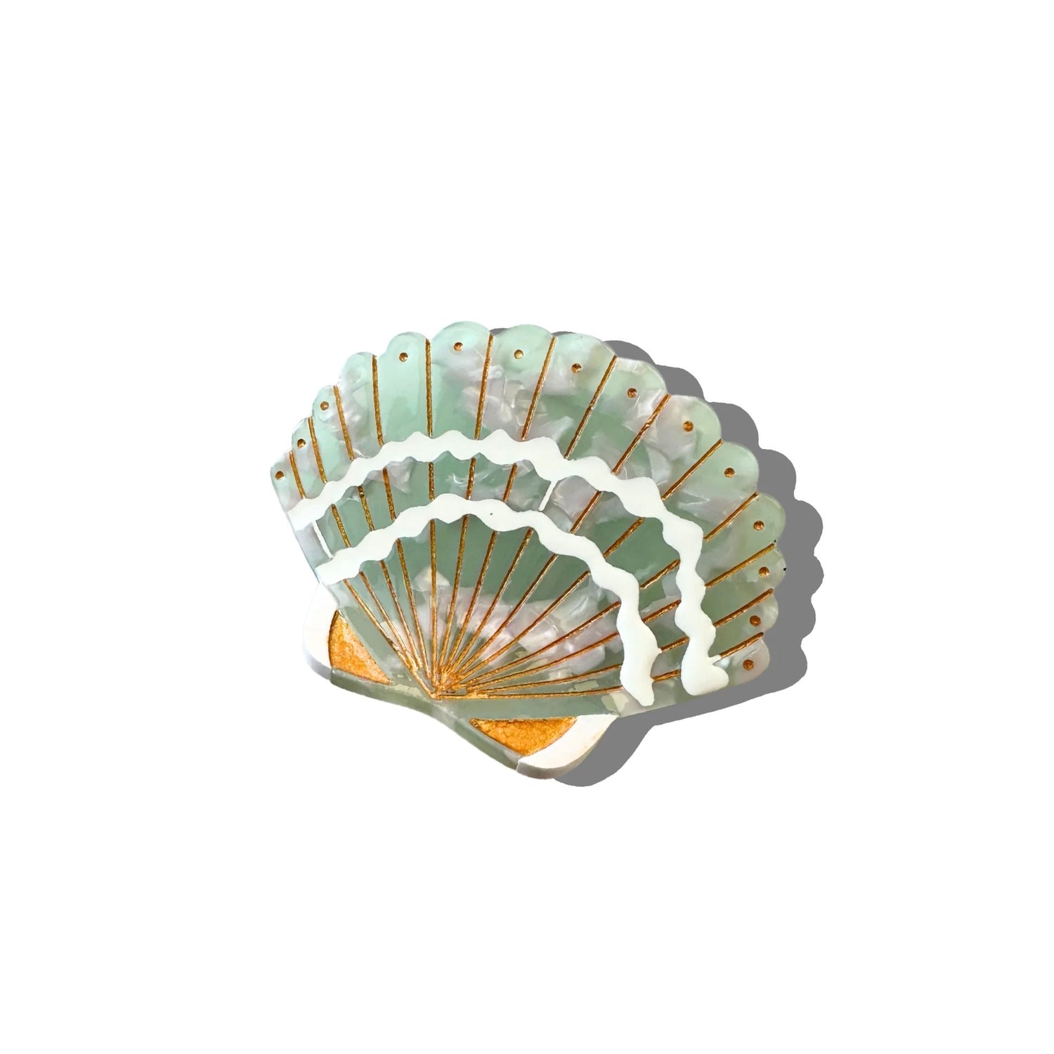 Hand-Painted Seashell Claw Hair Clip - Blue