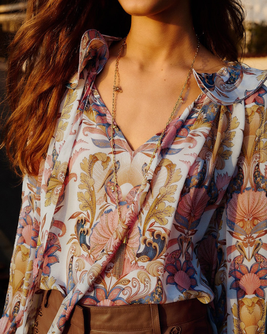 Long Sleeve Blouse - Sea Garden Off-White