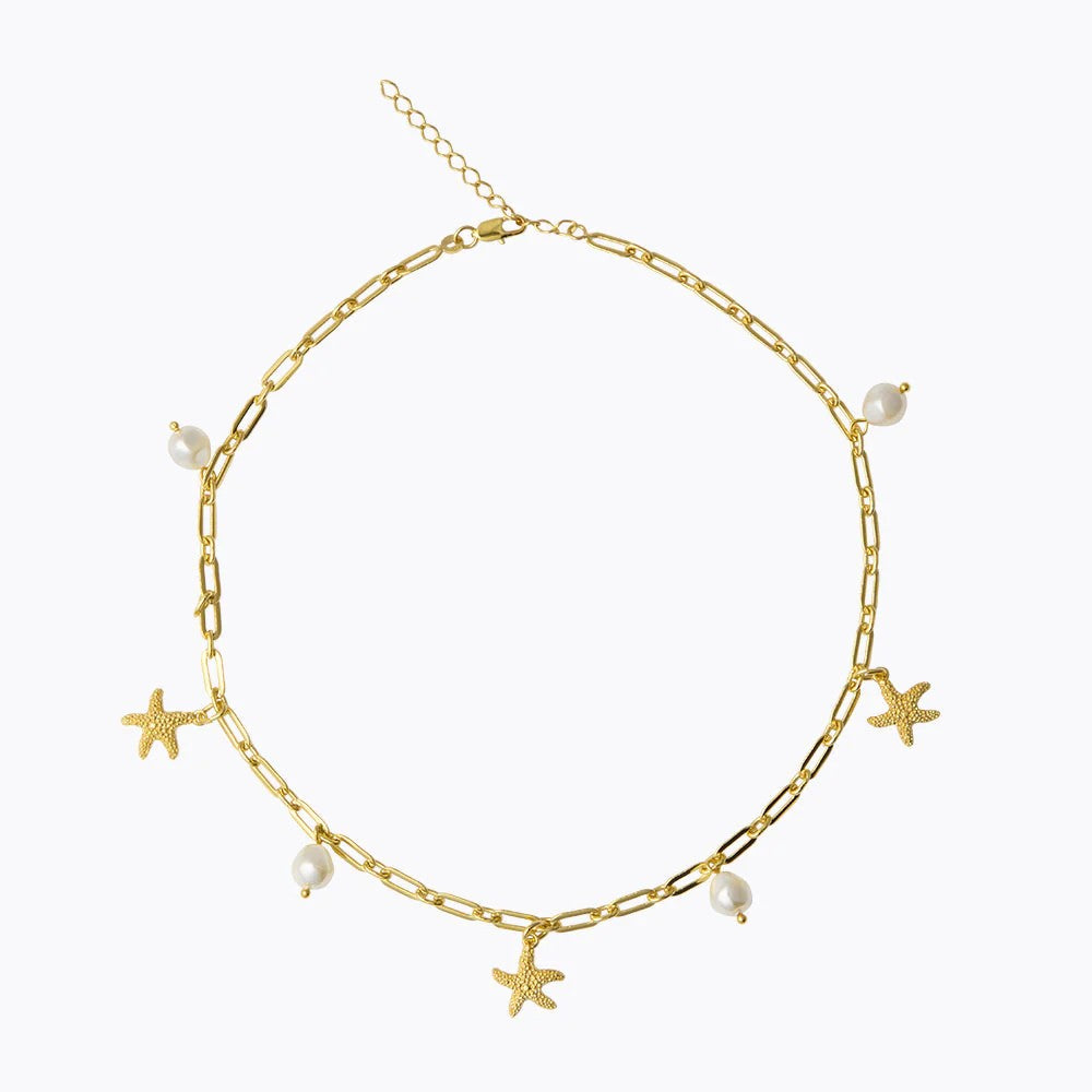 Sea Star Chain Necklace Gold - Pearl