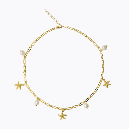 Sea Star Chain Necklace Gold - Pearl