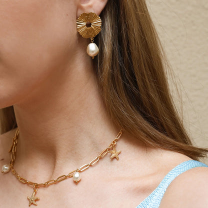 Sea Star Chain Necklace Gold - Pearl