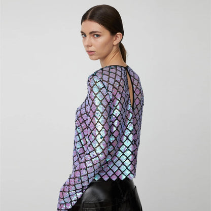 Sequins Blouse - Seductive Purple