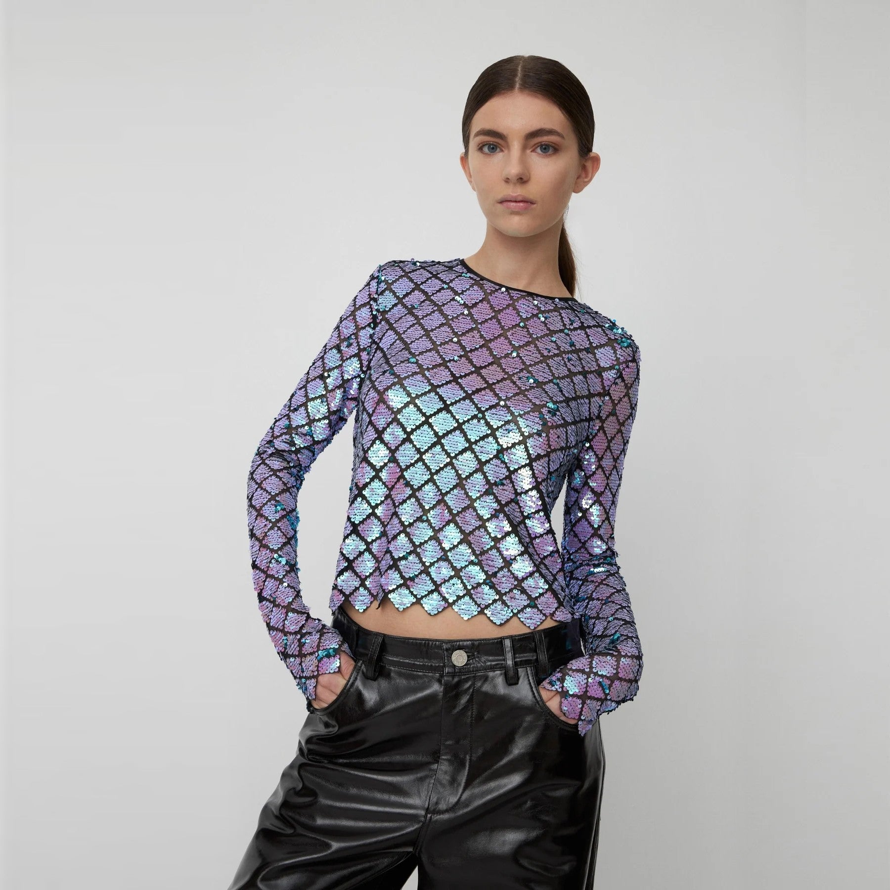 Sequins Blouse - Seductive Purple