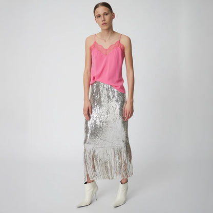 Sequins Fringes Skirt - Silver Fractures