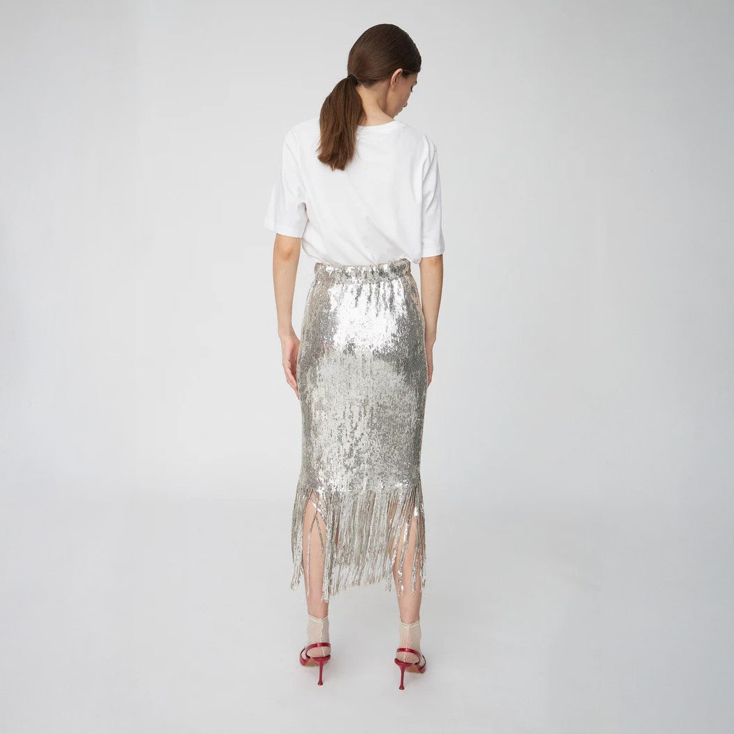 Sequins Fringes Skirt - Silver Fractures