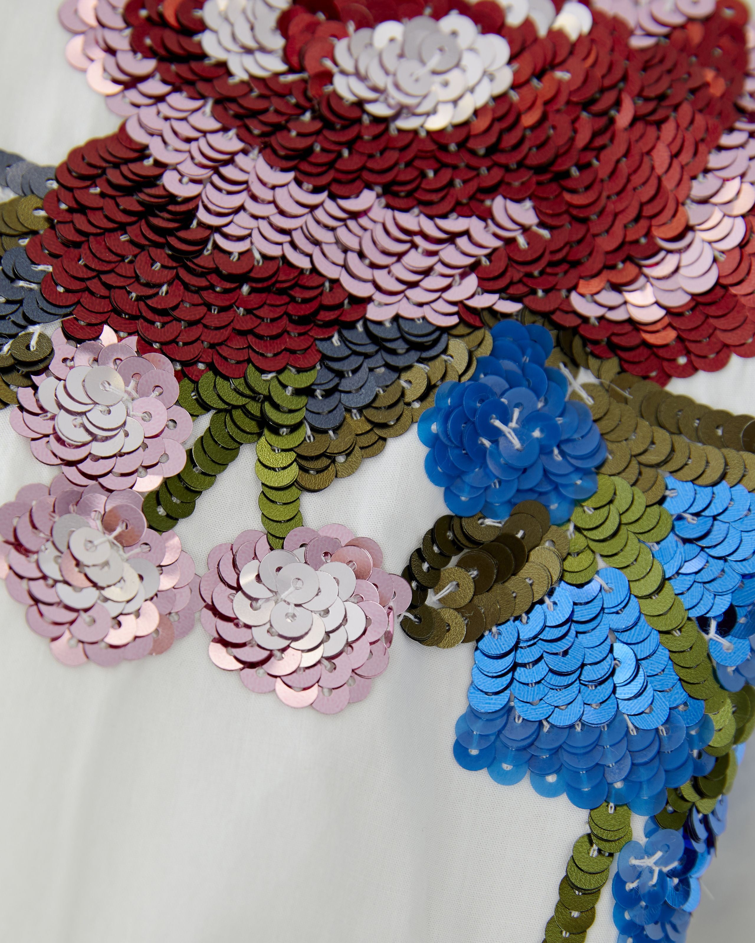 Sequin Floral Blouse - Optic White