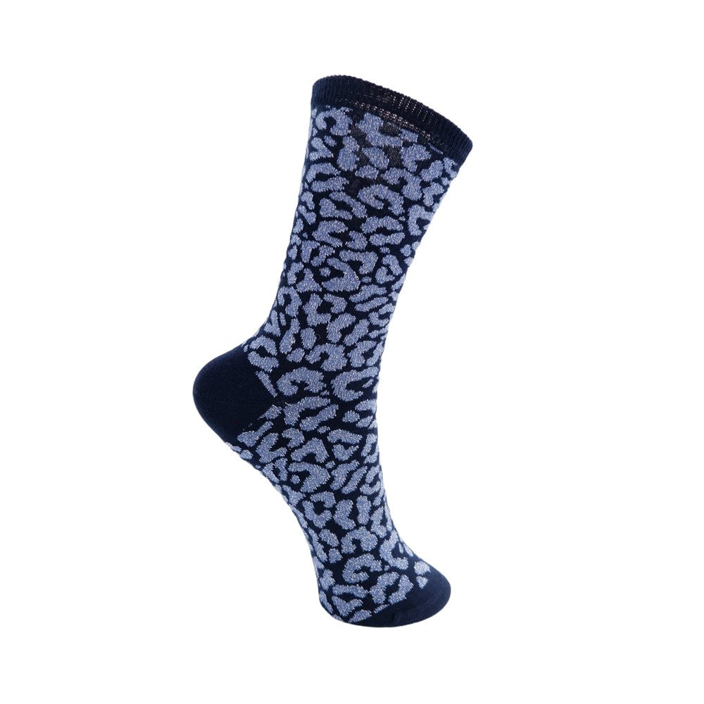 Shawna Lurex Sock - Navy