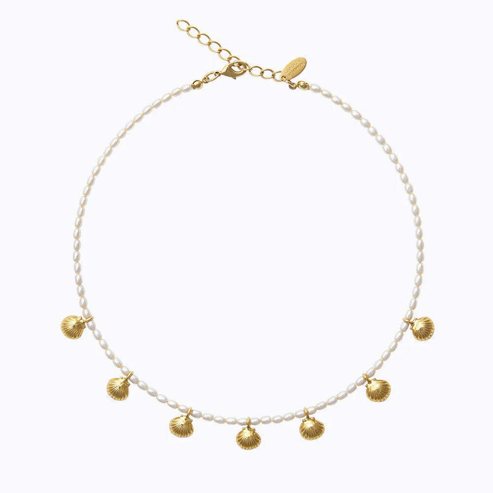 Shell Pearl Choker - Gold