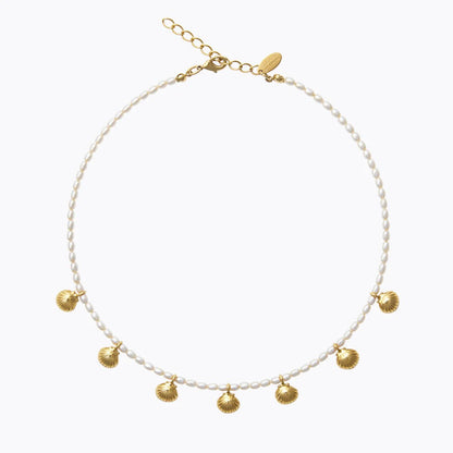 Shell Pearl Choker - Gold