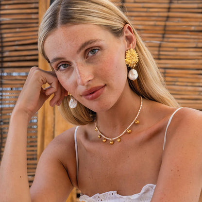 Shell Pearl Choker - Gold