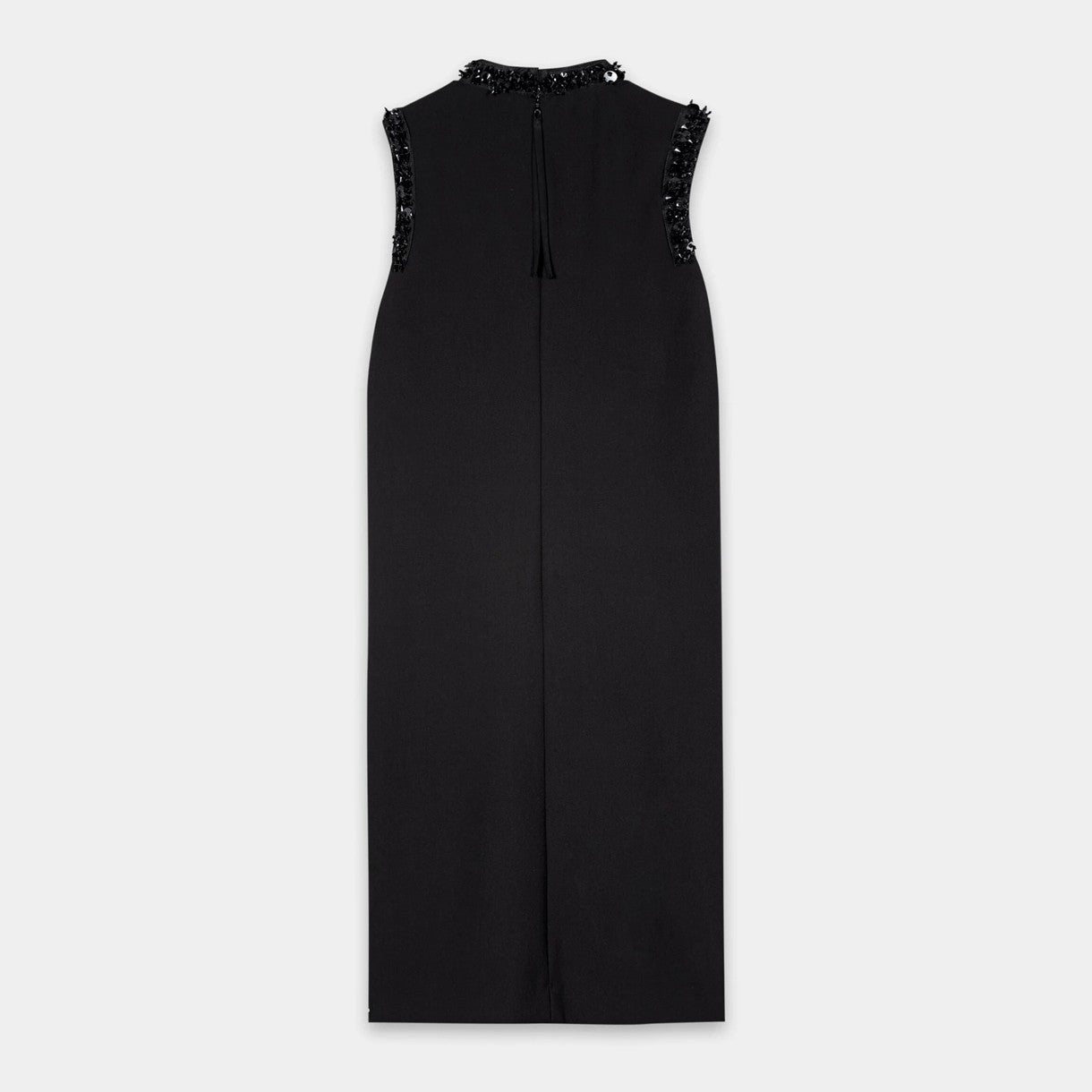 Shift Dress With Embroidered Detail - Black