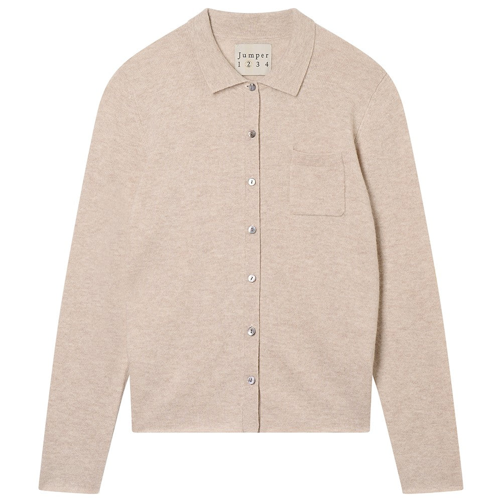 Merino Shirt Cardigan - Garlic