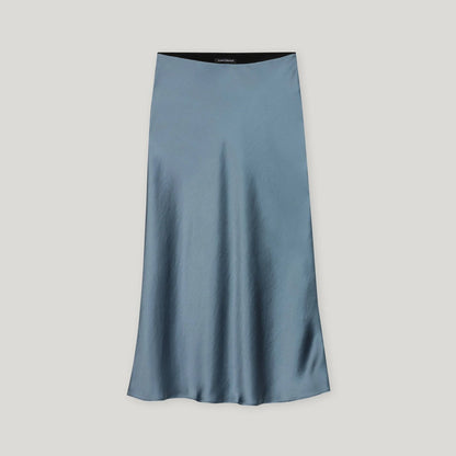 Silk Look Maxi Skirt - Greyish Blue