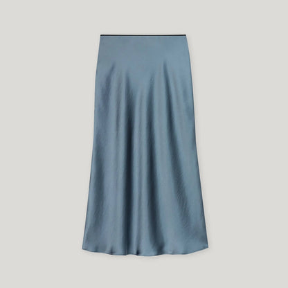 Silk Look Maxi Skirt - Greyish Blue