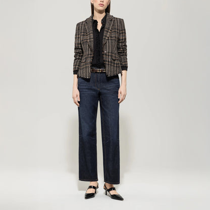 Single Button Check Blazer - Black Check