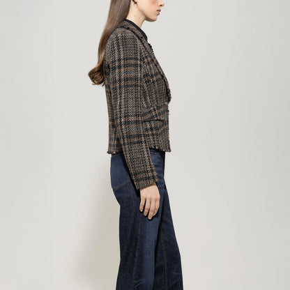 Single Button Check Blazer - Black Check