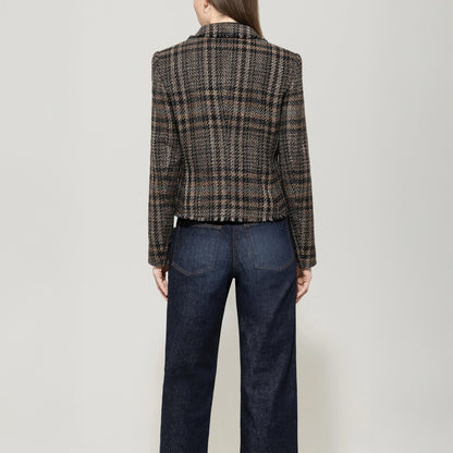 Single Button Check Blazer - Black Check