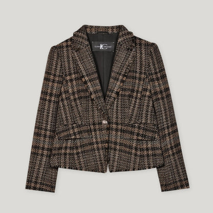 Single Button Check Blazer - Black Check