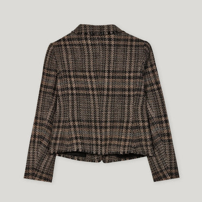 Single Button Check Blazer - Black Check
