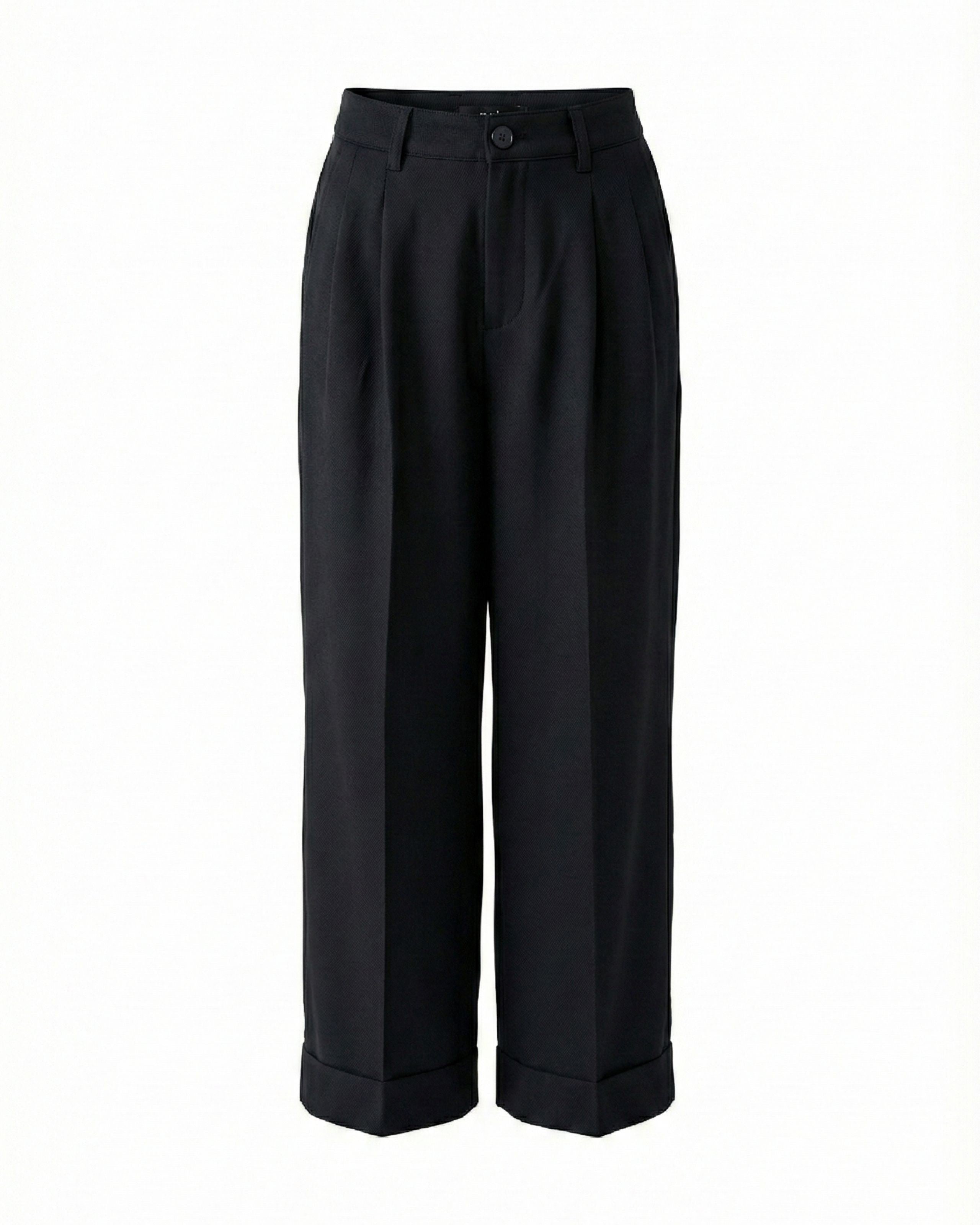 Smart Pleat Front Trousers - Black