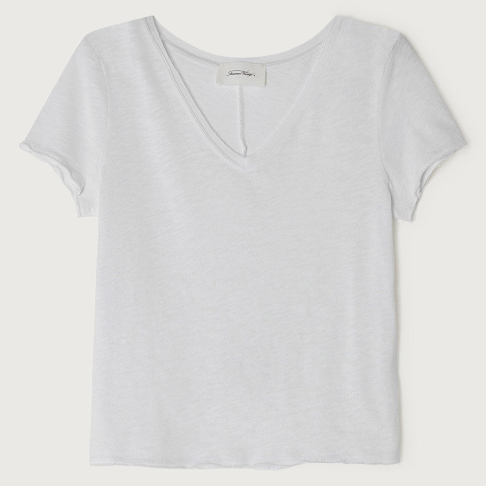 Sonoma Cropped Raw Edge Tee - Blanc