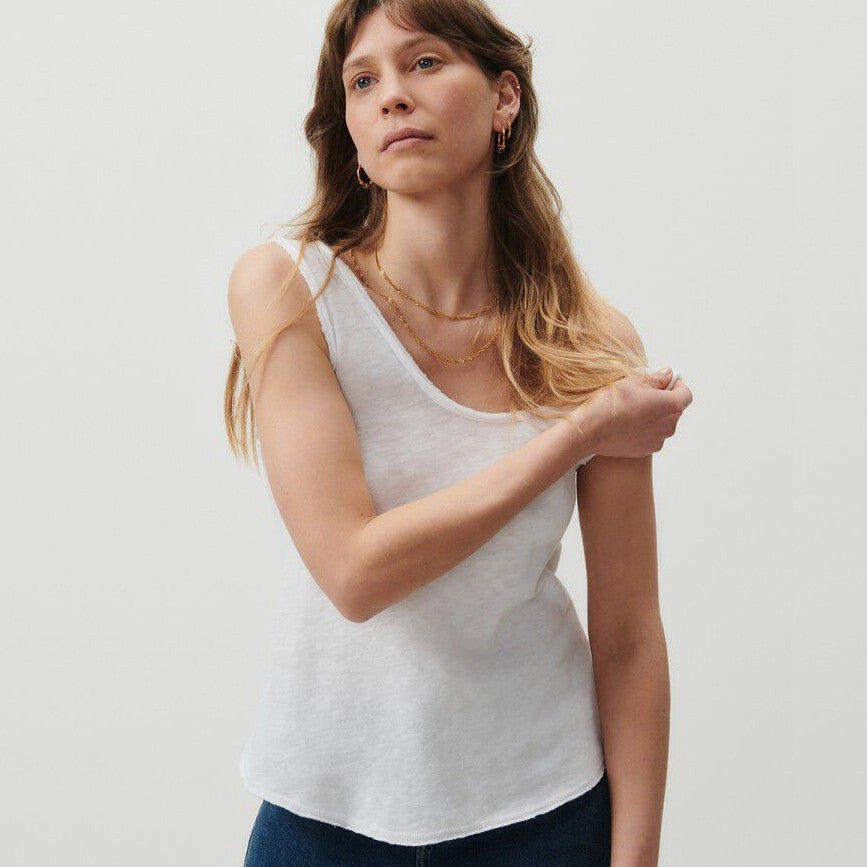 Raw Edge Vest Top - White